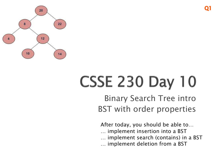 binary search tree intro bst with order properties