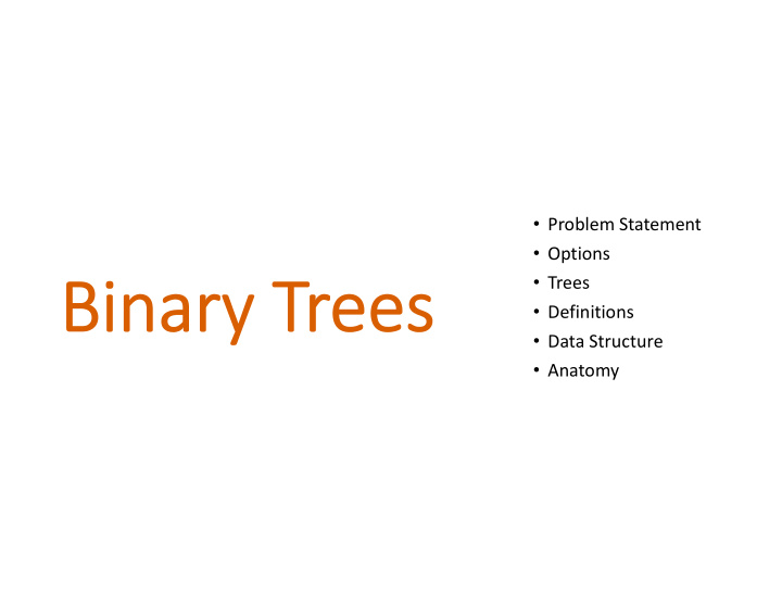 problem statement options trees definitions data