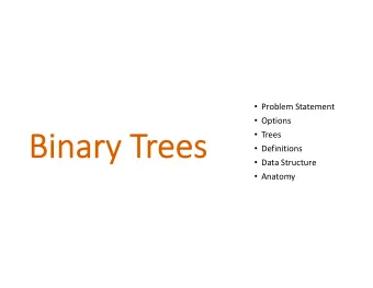 Problem Statement  Options  Trees  Definitions  Data Structure  Anatomy  Problem