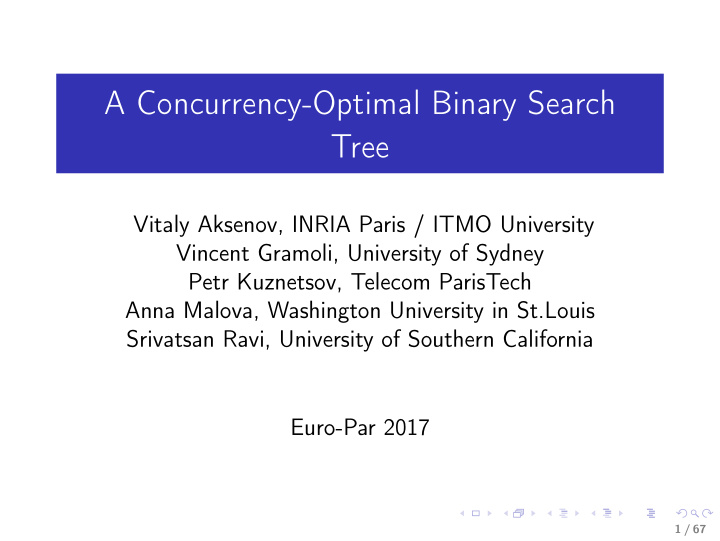 a concurrency optimal binary search tree