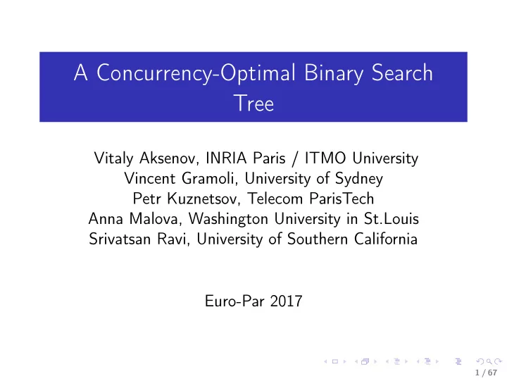 a concurrency optimal binary search tree