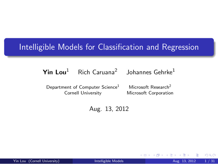 intelligible models for classification and regression