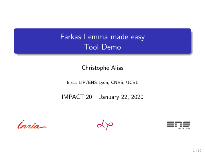 farkas lemma made easy tool demo