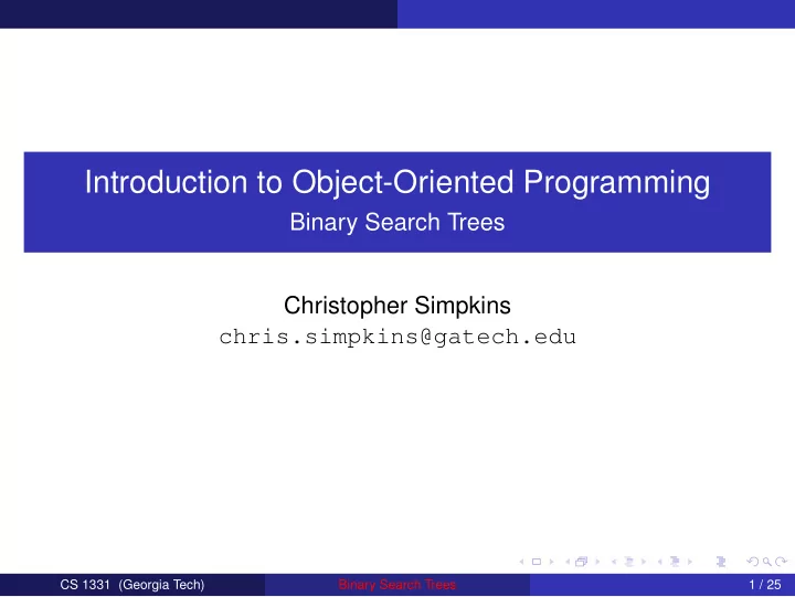 introduction to object oriented programming