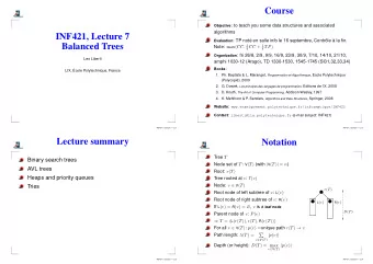 Course Objective : to teach you some data structures and associated  algorithms  INF421, Lecture 7