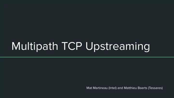 multipath tcp upstreaming