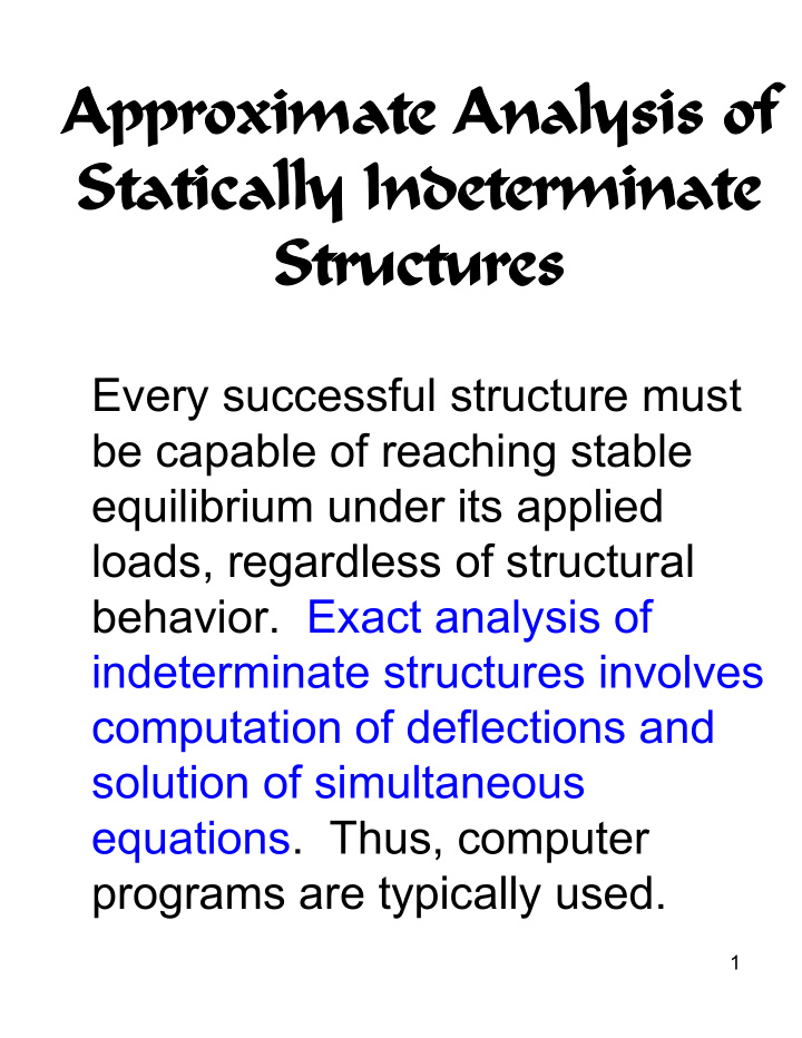 approximate analysis of pproximate analysis of statically