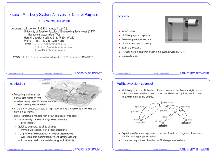 flexible multibody system analysis for control purpose