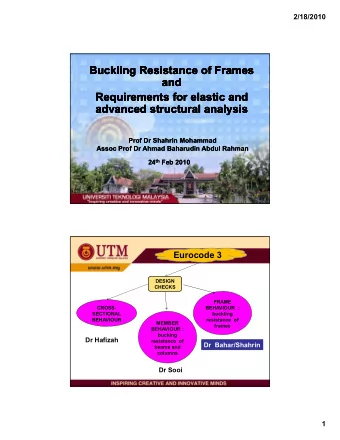 Buckling Resistance of Frames  Buckling Resistance of Frames  Buckling Resistance of Frames
