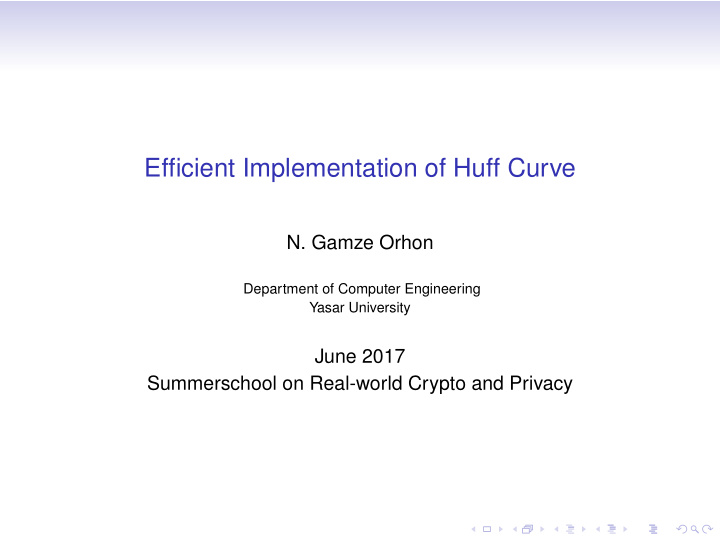 efficient implementation of huff curve