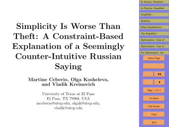 Simplicity Is Worse Than  What Simplification . . .  Theft: A Constraint-Based  The Simplified . .