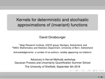 Kernels for deterministic and stochastic  approximations of (invariant) functions  David