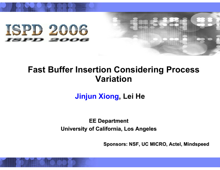 fast buffer insertion considering process variation