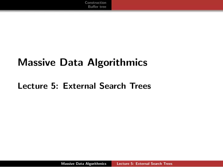 massive data algorithmics