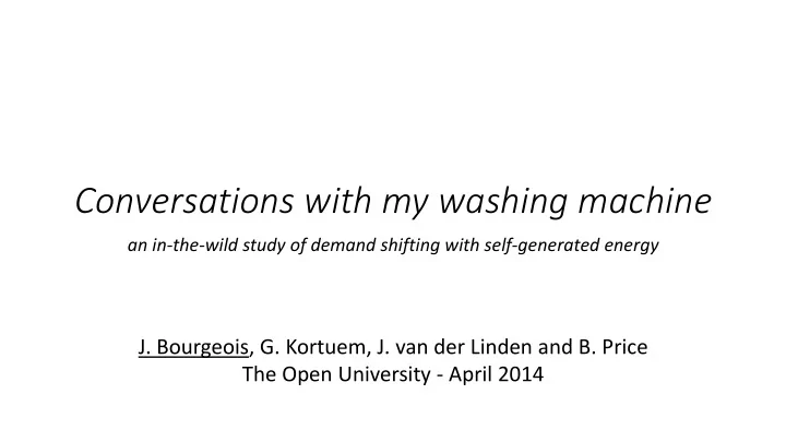 conversations with my washing machine