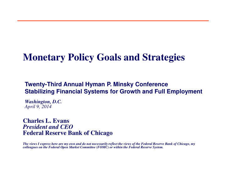 monetary policy goals and strategies
