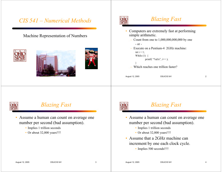 blazing fast cis 541 numerical methods