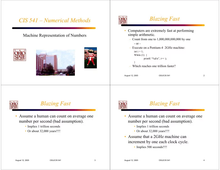 blazing fast cis 541 numerical methods