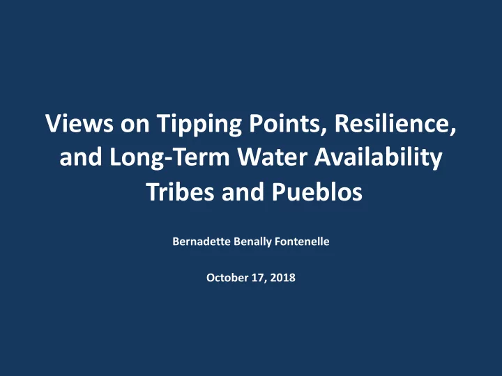 views on tipping points resilience and long term water
