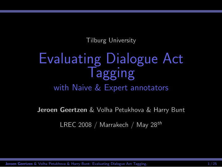 evaluating dialogue act tagging