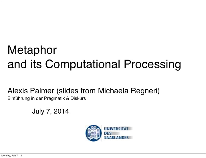 metaphor and its computational processing