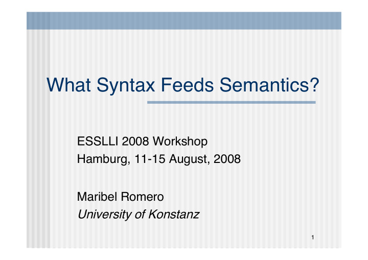 what syntax feeds semantics