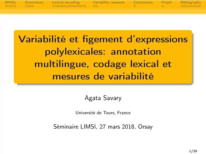 variabilit et figement d expressions polylexicales