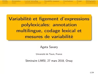 Variabilit et figement dexpressions  polylexicales: annotation  multilingue, codage lexical et