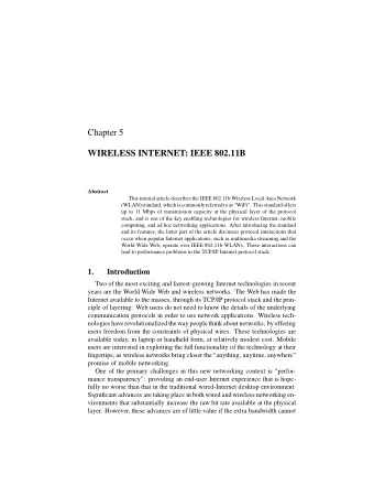 Chapter 5  WIRELESS INTERNET: IEEE 802.11B  Abstract  This tutorial article describes the IEEE