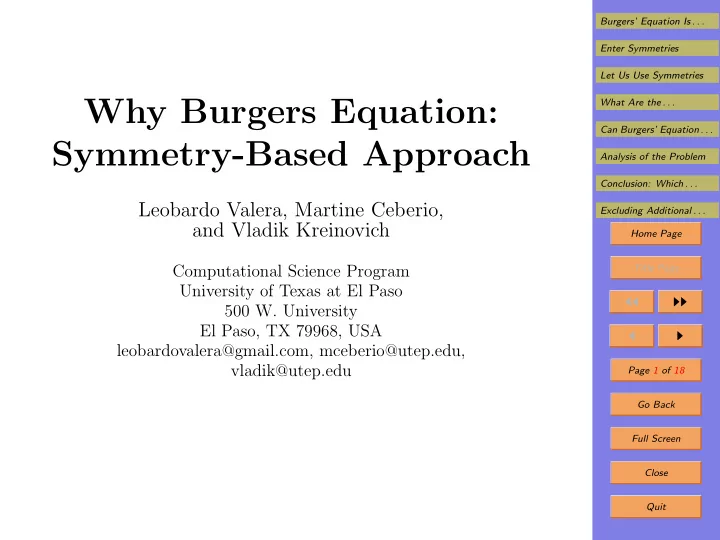 why burgers equation