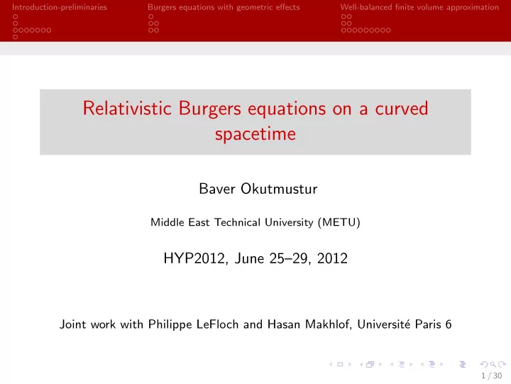 relativistic burgers equations on a curved spacetime
