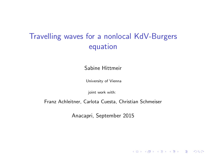 travelling waves for a nonlocal kdv burgers equation