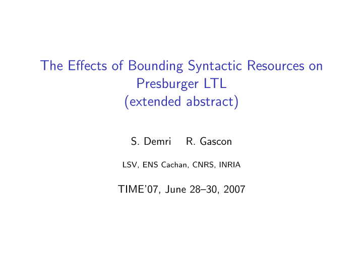 the effects of bounding syntactic resources on presburger