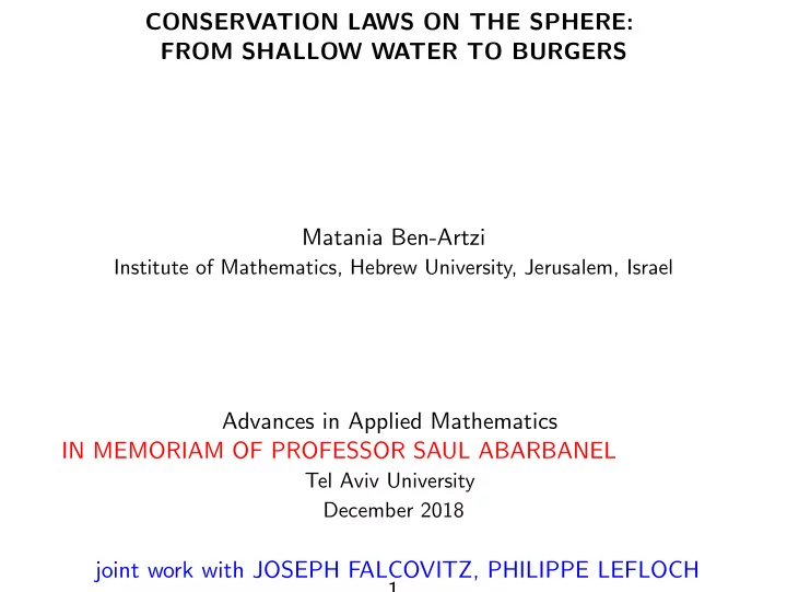 conservation laws on the sphere from shallow water to