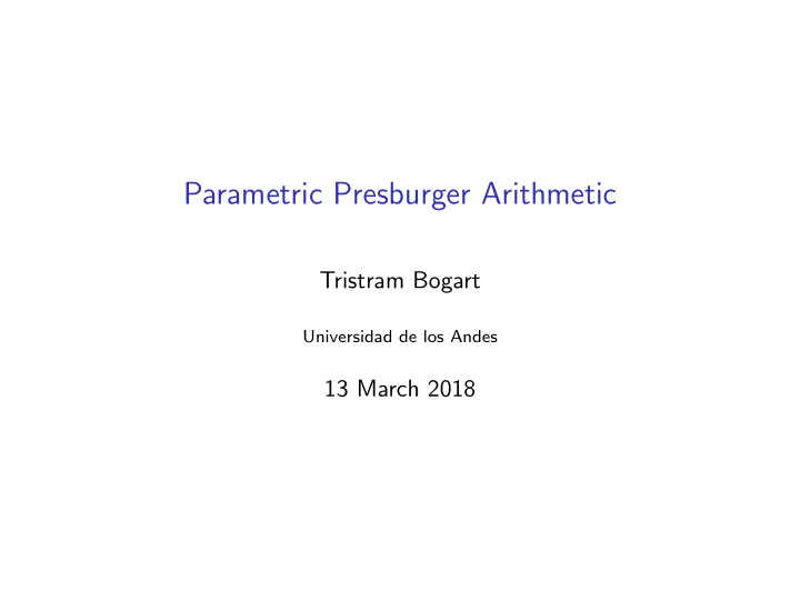 parametric presburger arithmetic