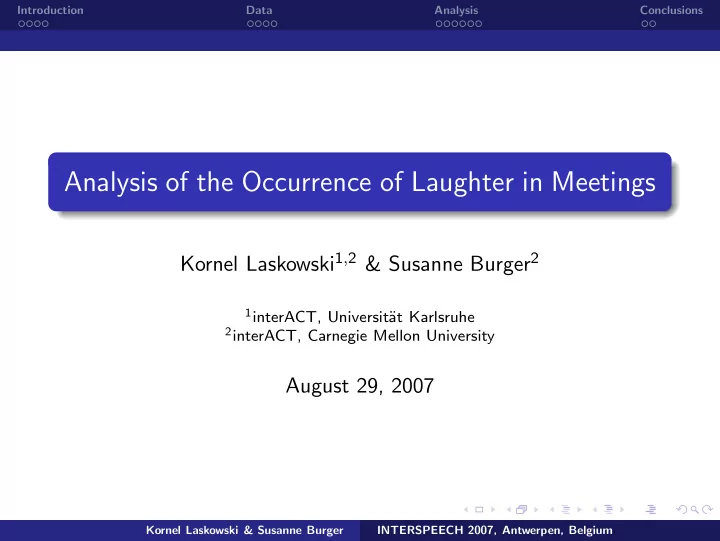 analysis of the occurrence of laughter in meetings