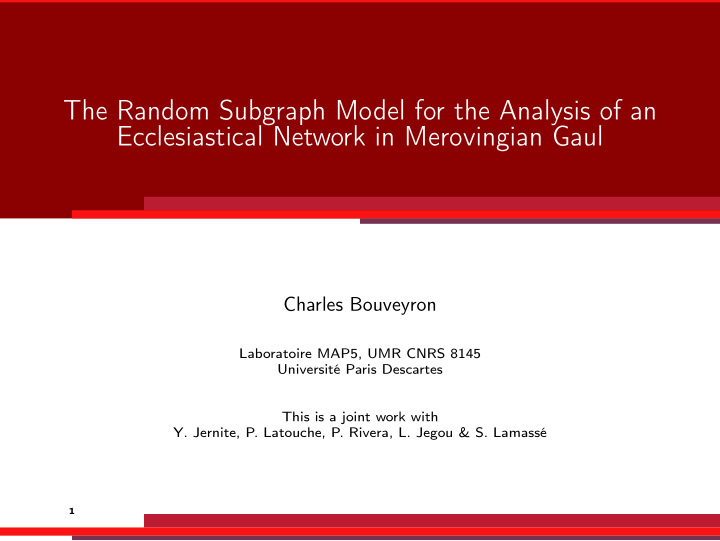 the random subgraph model for the analysis of an