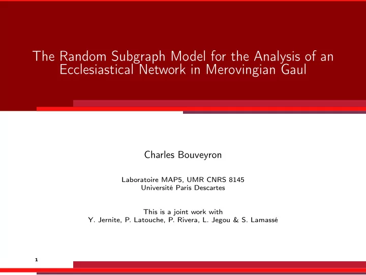 the random subgraph model for the analysis of an