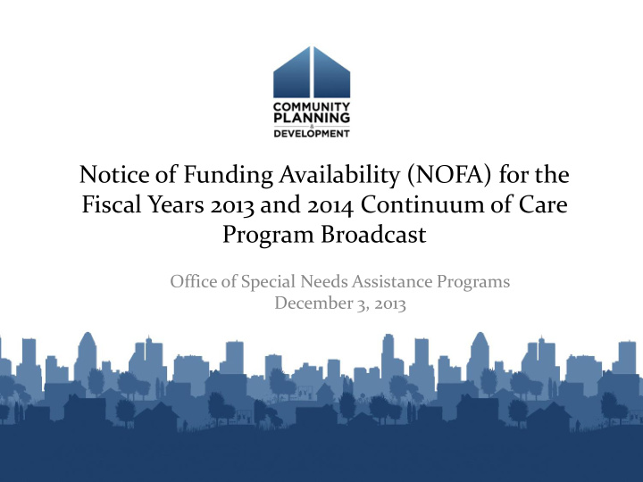 notice of funding availability nofa for the