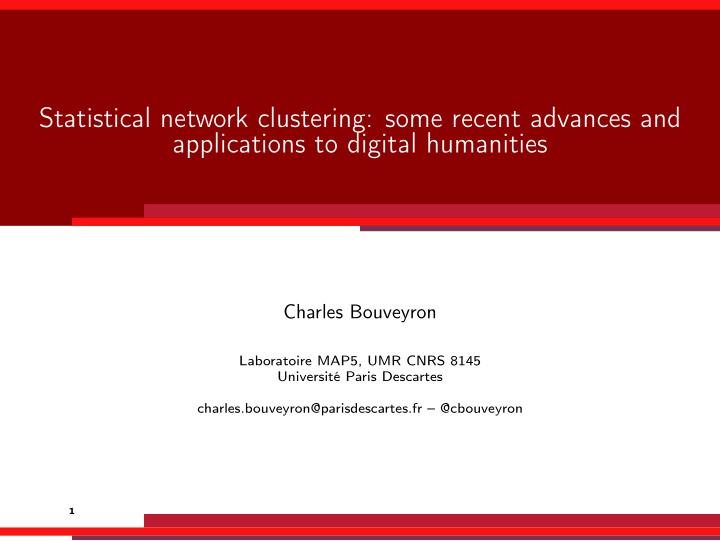 statistical network clustering some recent advances and