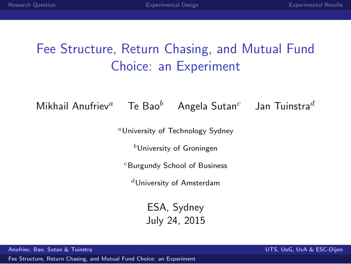 fee structure return chasing and mutual fund choice an