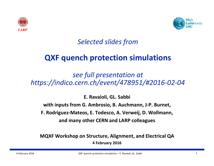 qxf quench protection simulations