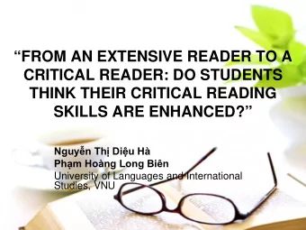 FROM AN EXTENSIVE READER TO A  CRITICAL READER: DO STUDENTS  THINK THEIR CRITICAL READING