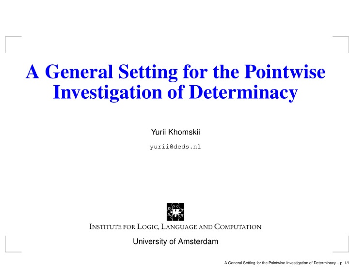 a general setting for the pointwise investigation of