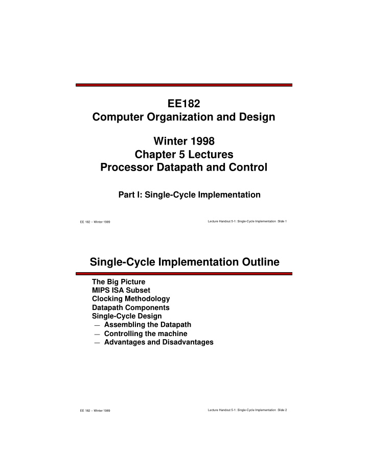 ee182 computer organization and design winter 1998