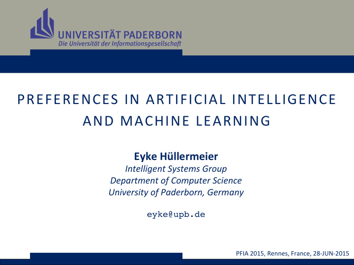 preferences in artificial intelligence and machine
