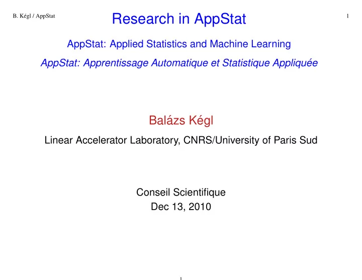 research in appstat