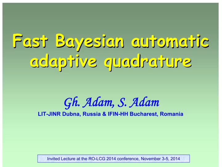 fast bayesian automatic fast bayesian automatic adaptive