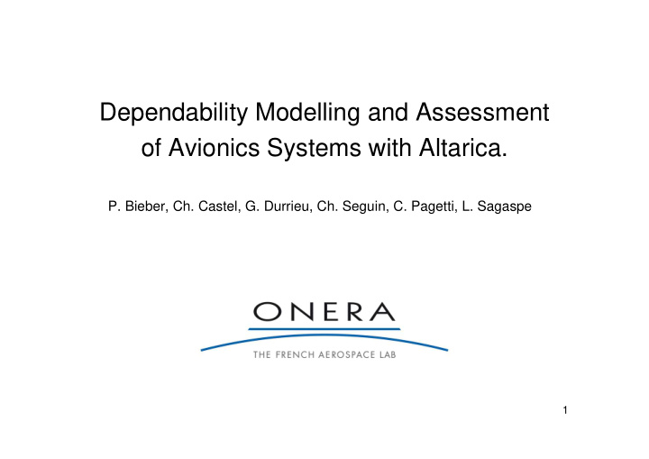 dependability modelling and assessment of avionics