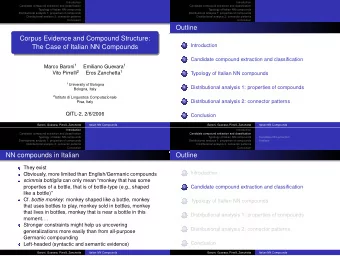 Outline  Corpus Evidence and Compound Structure:  The Case of Italian NN Compounds  1  Introduction